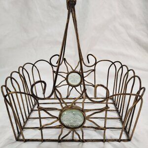 Vintage Mr. Sun Square Wire Basket-Rare